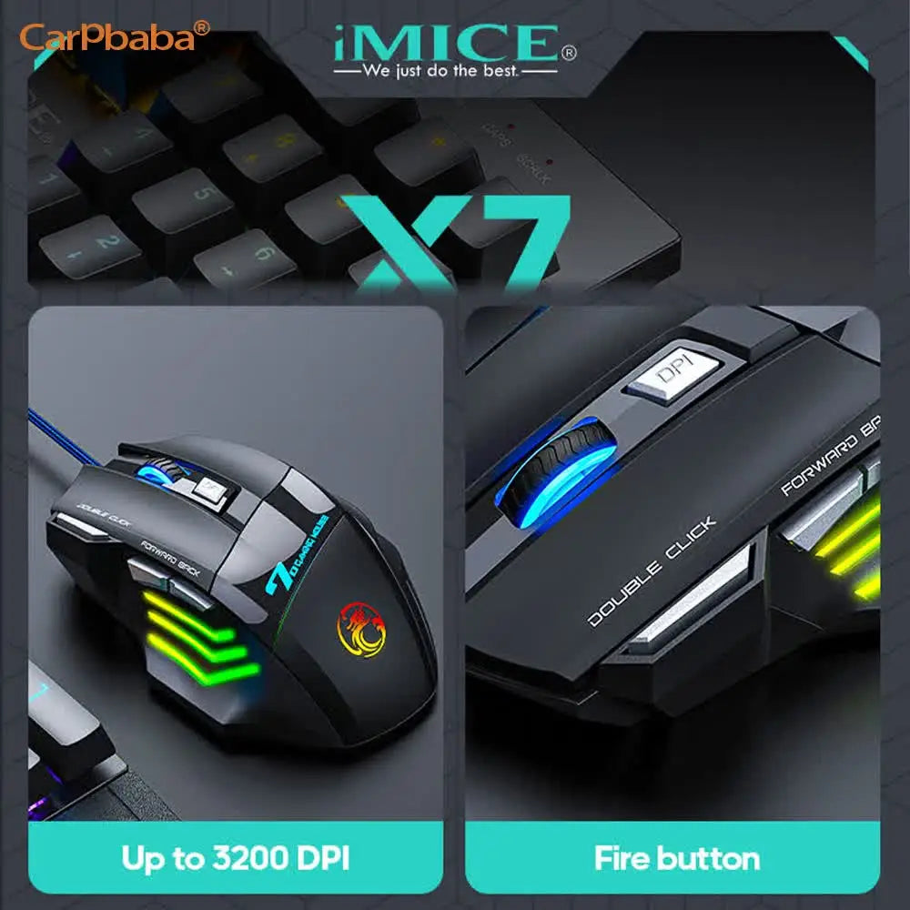 IMICE X7 Optical Gaming Mouse Adjustable DPI Ergonomic Anti Slip Design Colorful Luminuse Suitable for Desktop Computers Laptop