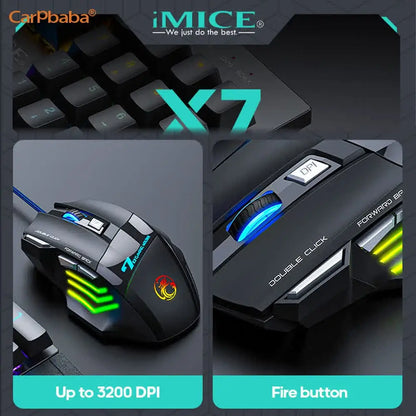 IMICE X7 Optical Gaming Mouse Adjustable DPI Ergonomic Anti Slip Design Colorful Luminuse Suitable for Desktop Computers Laptop