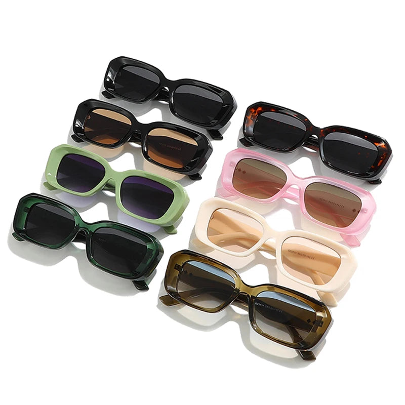 Ochelari de soare retro pătrați SHAUNA pentru femei, cu nituri, nuanțe degradate, protecție UV400, pentru bărbați, verzi și roz