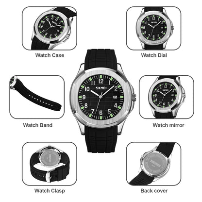 Skmei 9286 Top Brand Luxury Date Sports Silicone Watches Clock For Men Male Relogio Masculino Quartz Movement Wristwatches