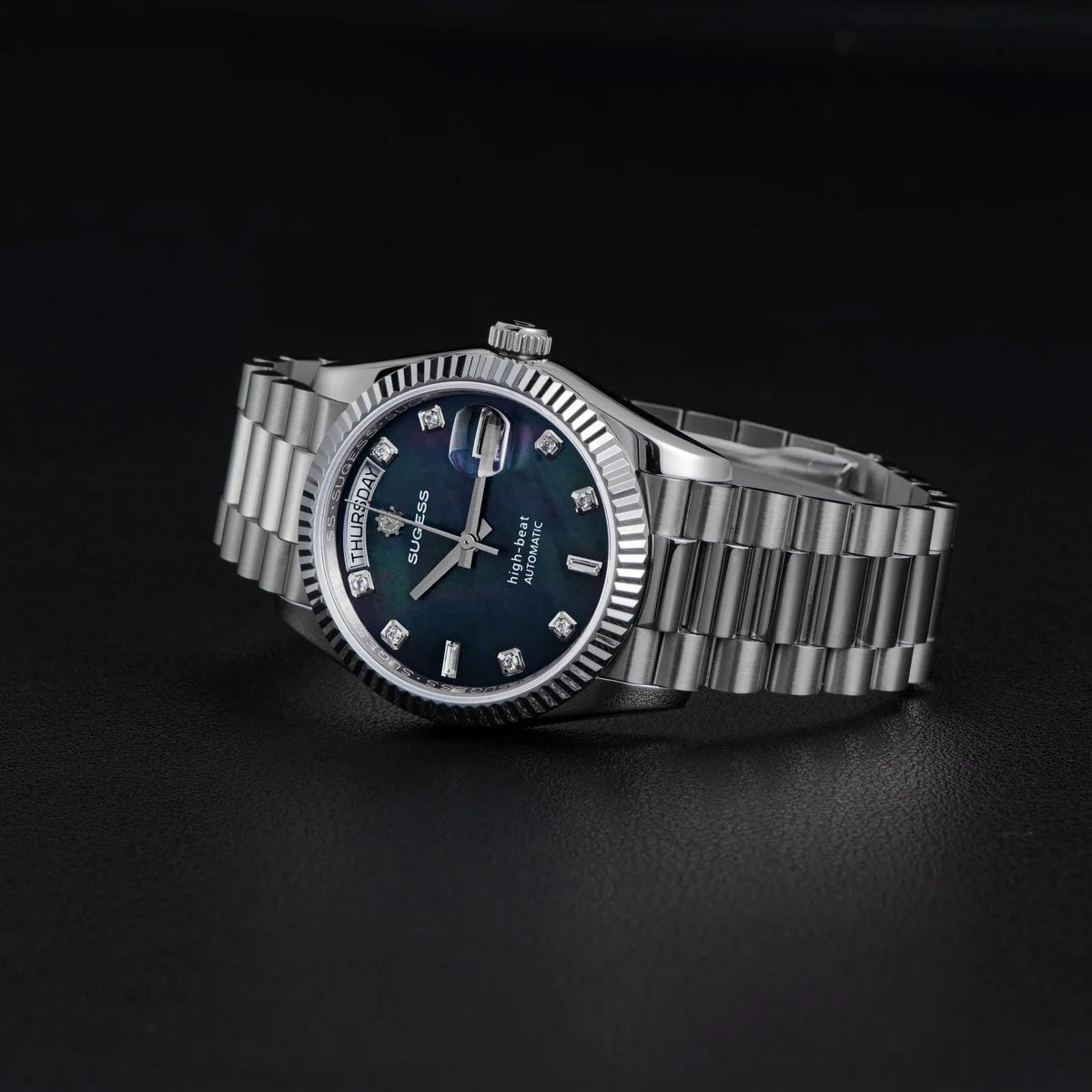 Sugess Watch of Men 36mm Date Automatic Retro Mechanical Wristwatches Sapphire Crystal RoseGold Dandong SL3034 Movement Day New