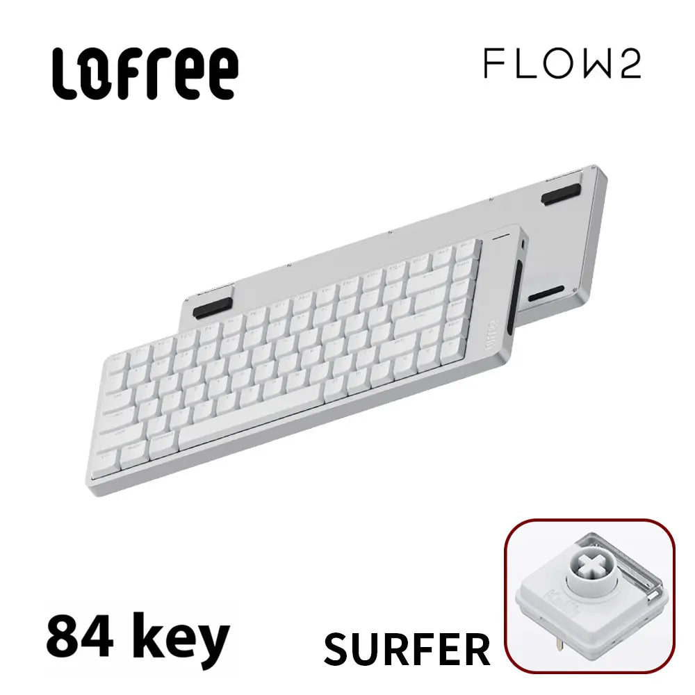 Lofree FLOW2 Mechanische Tastatur fürs Business-Büro, kabellos per Bluetooth und kabelgebunden, leiser und sanfter Klang, kompatibel, geräuscharm, Aluminiumgehäuse