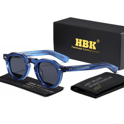 HBK Vintage – Ochelari de soare simpli, rotunzi, pentru bărbați, cu ramă mică, din acetat de înaltă calitate; ochelari de soare pentru femei, pentru petreceri, călătorii și activități în aer liber