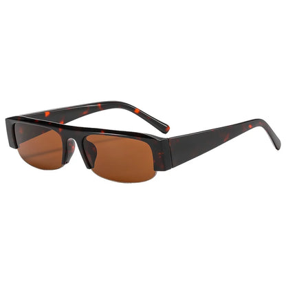 ochelari de soare vintage, mici, dreptunghiulari, cu jumătate de ramă, negri, cu lentile în degrade leopard, pentru femei, ochelari de soare la modă pentru condus