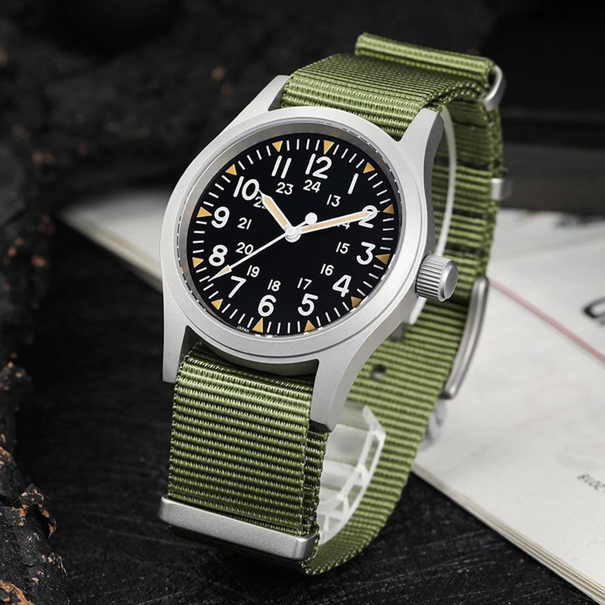 Militado ML05 Military Watch VH31 Sweep Movement Domed Sapphire Crystal Wristwatch High Clear AR Coating 38mm Vintage Watches