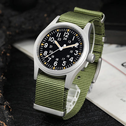 Militado ML05 Military Watch VH31 Sweep Movement Domed Sapphire Crystal Wristwatch High Clear AR Coating 38mm Vintage Watches