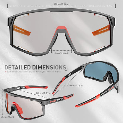 KAPVOE Ochelari UV400 pentru bărbați și femei, pentru ciclism de șosea, sporturi montane, activități în aer liber, ochelari de soare fotocromatici pentru ciclism, ochelari de bicicletă