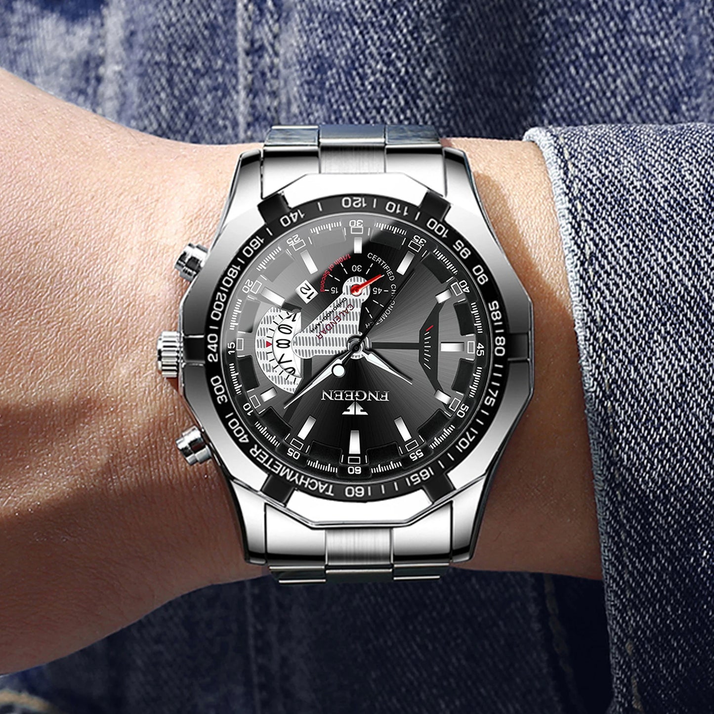 BINBOND Orginal Quartz Wristwatches For Men Luxury Luminous Waterproof Auto Date Men's Watch Stainless Steel Reloj Free Ship