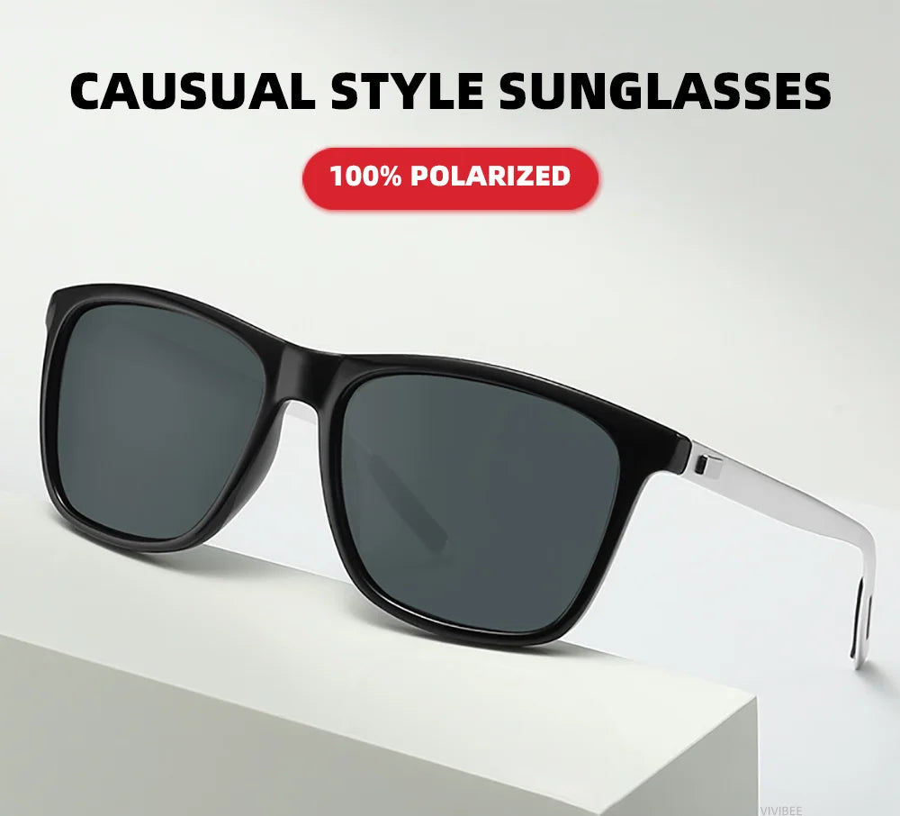 VIVIBEE Ochelari de soare polarizați de lux, pătrați, pentru bărbați, cu lentile oglindă albastre, clasici, unisex, la modă, pentru femei