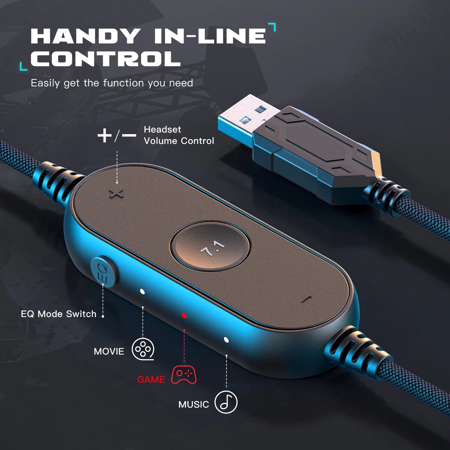FIFINE RGB Gaming Headset with Mic – 7.1 Surround Sound Over-Ear Wired Headphones for PC, PS4 & PS5 with 3 EQ Modes
