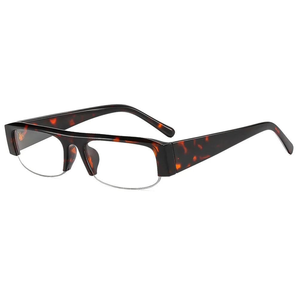 ochelari de soare vintage, mici, dreptunghiulari, cu jumătate de ramă, negri, cu lentile în degrade leopard, pentru femei, ochelari de soare la modă pentru condus