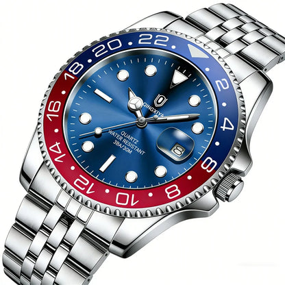 2026 New QINGXIYA Luxury Men Quartz Watches Stainless Steel Waterproof Luminous Date Watch Top Brand Men Wristwatch reloj hombre