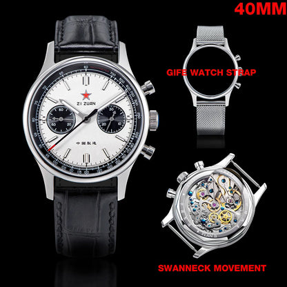 1963 Panda Pilot Chronograph Watch Men 40mm Air Force Sapphire Senior  ST1901 Mechanical Wristwatches Retro Clock Reloj Hombre