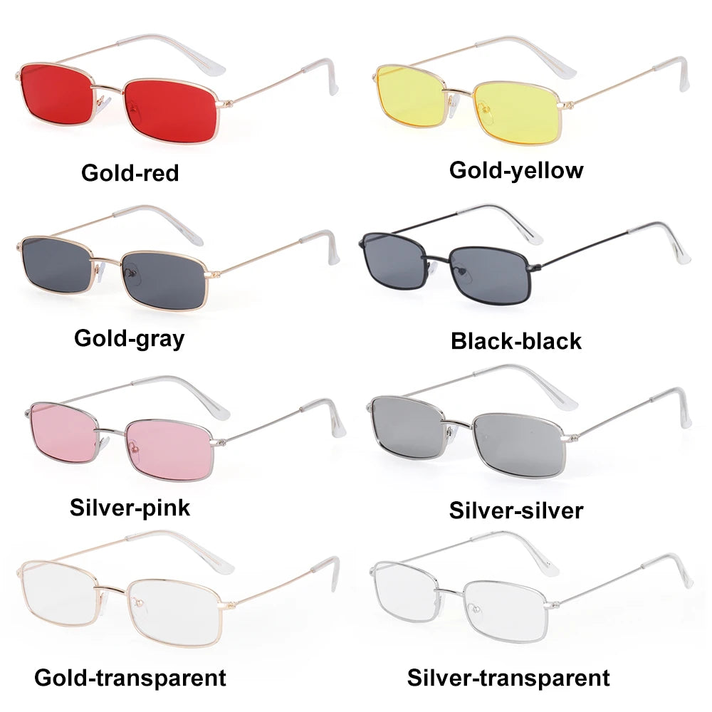 Fashion Small Rectangle Sunglasses Men Women Vintage Square Driving Sun Glasses Luxury Brand Metal Frame Eyewear