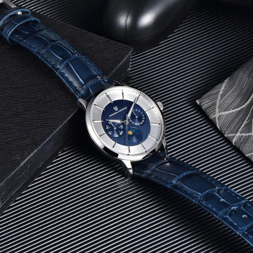 Pagani Design 40mm Multifunctional Men's Quartz Watch Japan Movt Moon Phase 100m Waterproof Sapphire Glass Wristwatches For Man