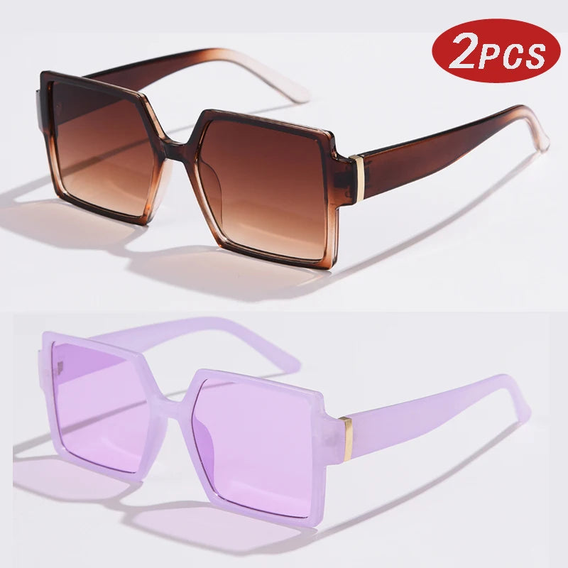Ciclism 1/2 buc. Ochelari de soare cu ramă mare pătrată, cu prindere pentru femei, stil retro, ochelari de soare cu ramă mare, negri, la modă, cu lentile degradate