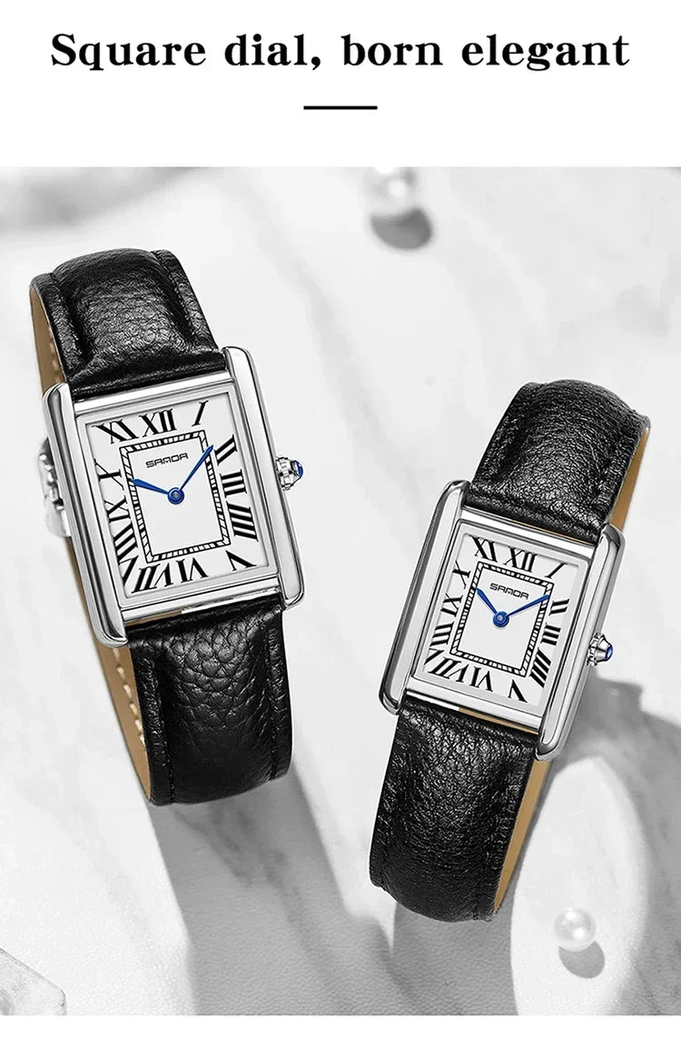 SANDA 9031/1108 Sport Casual Women Men Quartz Watches Reloj Luxury Couple Watch Resistant Leather Strap Square Dial Waterproof