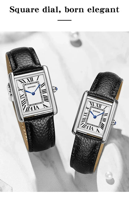 SANDA 9031/1108 Sport Casual Women Men Quartz Watches Reloj Luxury Couple Watch Resistant Leather Strap Square Dial Waterproof