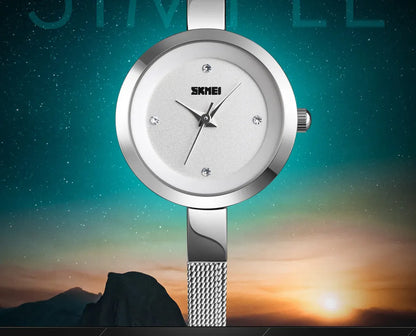 SKMEI Casual Stainless Steel Female Wristwatcch Relogio Feminino Luxury Quartz Ladies Watch Thin Strap Fashion Women Watch 1390