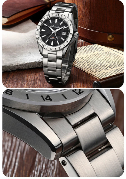 ADDIESDIVE Luxury Swiss Ronda GMT Watch 200M Water Resistant Dual Time Zone BGW9 Luminous 38mm Stainless Steel Quartz Movement