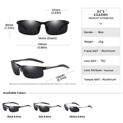Ochelari de soare polarizați pentru bărbați marca CLLOIO, ramă din aluminiu, UV400, anti-orbire, ochelari de soare pentru bărbați, ochelari de condus, fără ramă, Oculos De Sol