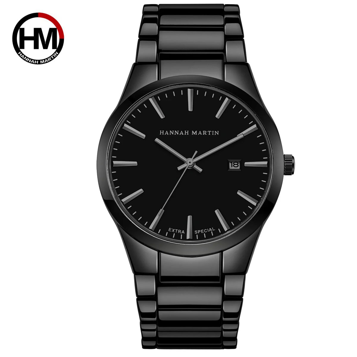 „Hannah Martin“ vyriškas laikrodis, nerūdijančio plieno korpusas, kvarcinis mechanizmas, 41 mm ciferblatas, verslo stiliaus, su kalendoriaus rodymu (imitacija)