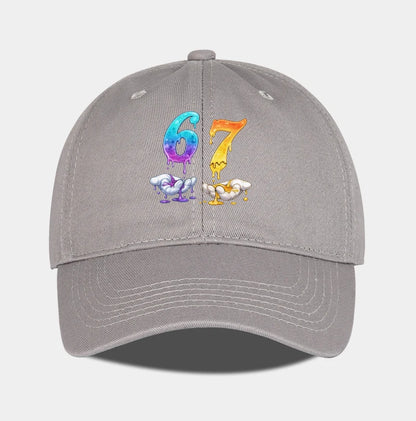 Colorful Dripping Number 67 Print Baseball Cap Adjustable Unisex Cartoon Streetwear Sun Hat