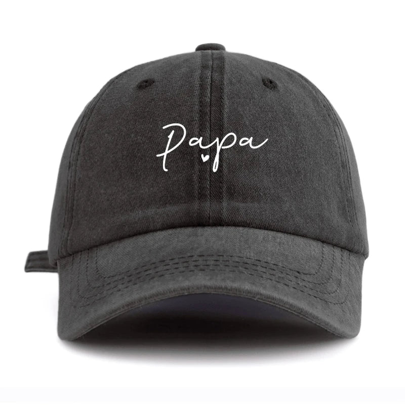 1Pc PAPA Print Washed Baseball Cap,Classic Casual Retro Adjustable Lightweight Sun Protection Versatile Driver Cap for DailyWear