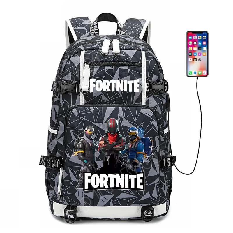 Mochila escolar para estudante com estampado do jogo Fortnite, para rapazes e raparigas, grande capacidade, impermeável, leve e resistente, presente de aniversário
