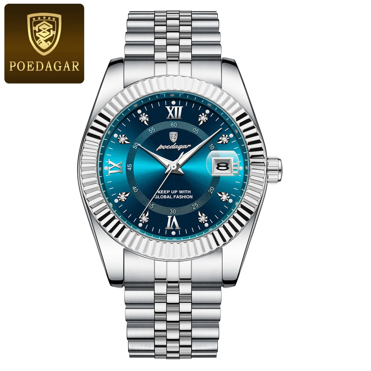 Relógio de homem POEDAGAR – Modelo de luxo, estanque, em aço inoxidável, com visor luminescente, estilo militar, função de data, movimento de quartzo, ideal para o trabalho ou ocasiões profissionais.