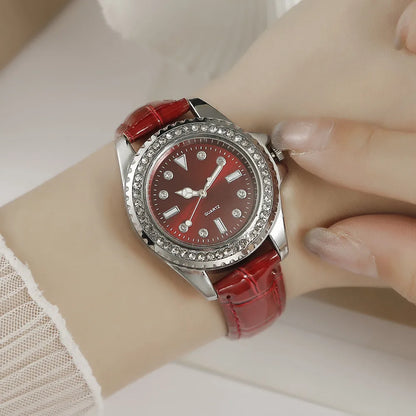 Ladies Luxury Diamond Branded Quartz Watch Fashion 2025 New Simple Green Leather Women's Dress Clock Watch DDP