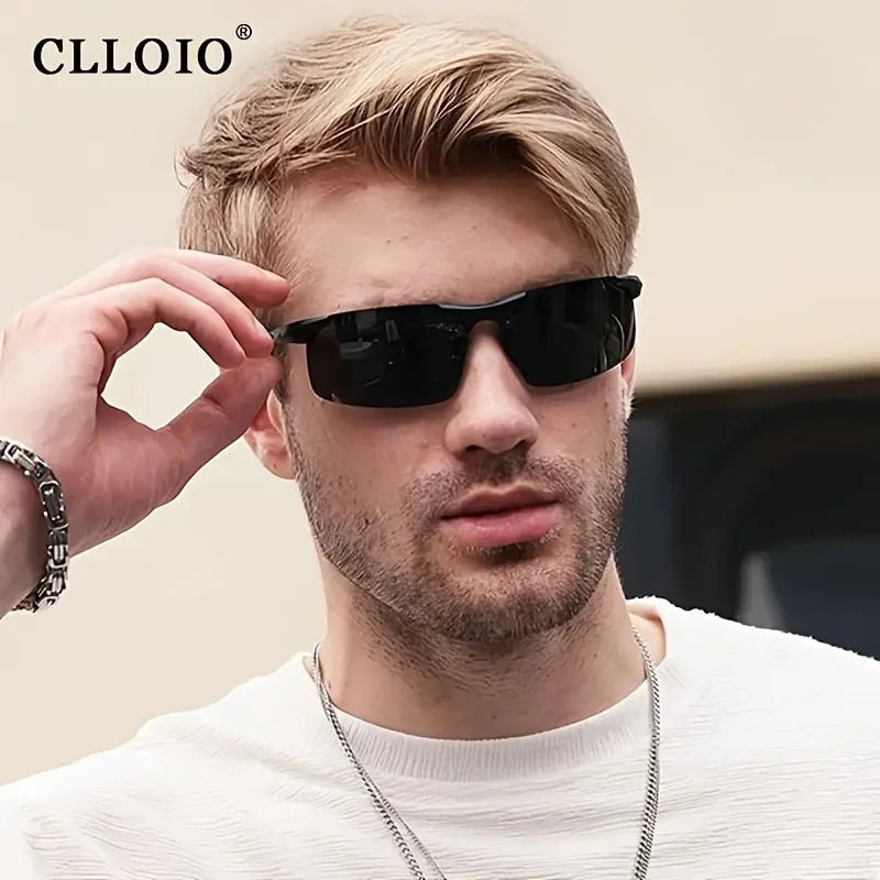 Ochelari de soare polarizați pentru bărbați marca CLLOIO, ramă din aluminiu, UV400, anti-orbire, ochelari de soare pentru bărbați, ochelari de condus, fără ramă, Oculos De Sol