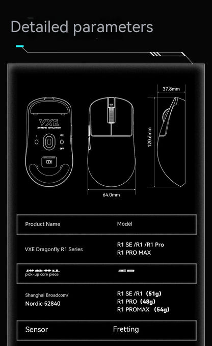 VXE Dragonfly R1 Pro Paw3395 Sensor Kabellose Maus Nordic 52840 2khz Smart Speed X Niedrige Latenz Büro-Gamer-PC-Gaming-Maus