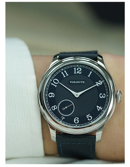 Orologio da uomo FARASUTE NEW Machinery con quadrante salmone, movimento meccanico manuale ST17, piccoli secondi e bracciale vintage Bonklip