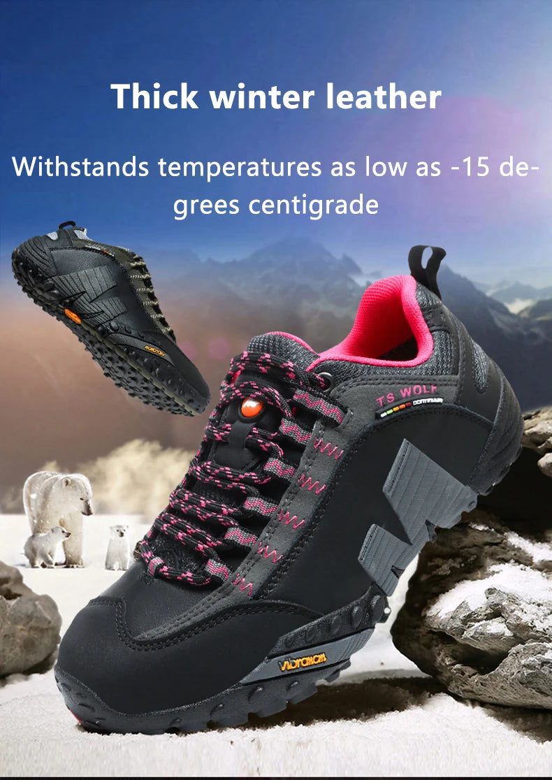 Mountaineering Shoes Men's Genuine Leather Outdoor Sports Anti-Slip Mountaineering Hiking Shoes Breathable Tourism Shoes