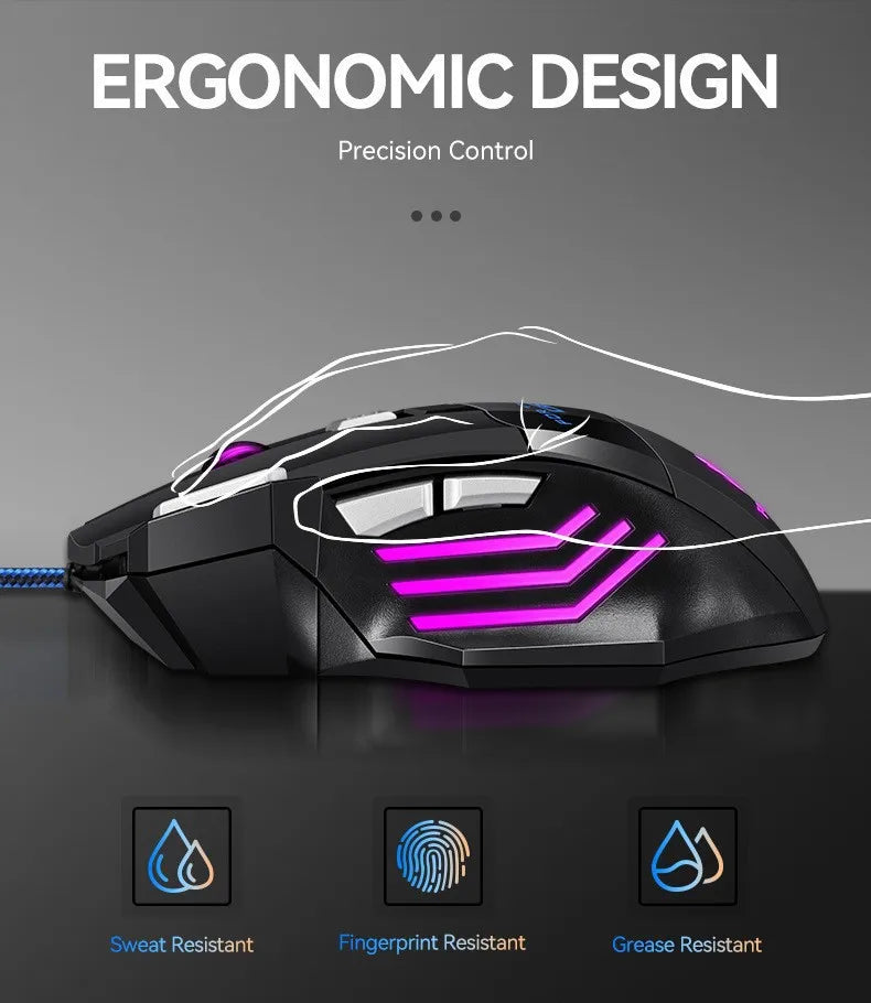 1 бр. нова Hyperspeed USB гейминг мишка с RGB подсветка, ергономична гейминг мишка 7D за Esports, жична мишка за лаптоп и PC геймър