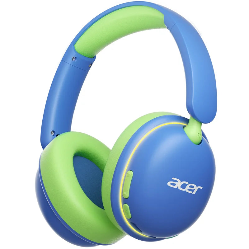 Casque Bluetooth 6.0 pour enfants Acer OHR727 avec lumières LED, conception confortable circumaurale, volume sécurisé de 85 dB, autonomie de 110 heures, microphone intégré