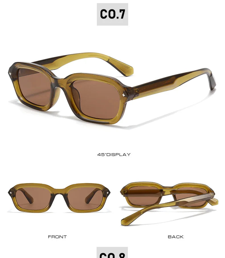 BOYSEEN Ochelari de soare de plajă pentru bărbați, de vară, portocalii, UV400, ochelari de soare punk cu ramă îngustă și formă pătrată