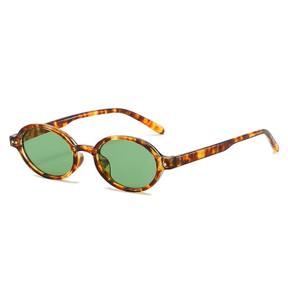 Ochelari de soare SO&EI Retro, mici, ovali, pentru femei, cu nituri, model leopard, pentru bărbați, stil punk, cu protecție UV400