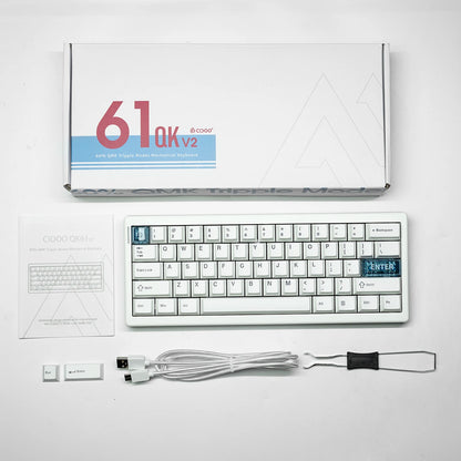 CIDOO QK61 V2 VIA-Programmable 60% Gasket Structure Wired/2.4GHz Wireless/Bluetooth Compact Keyboard with South-Facing LEDs