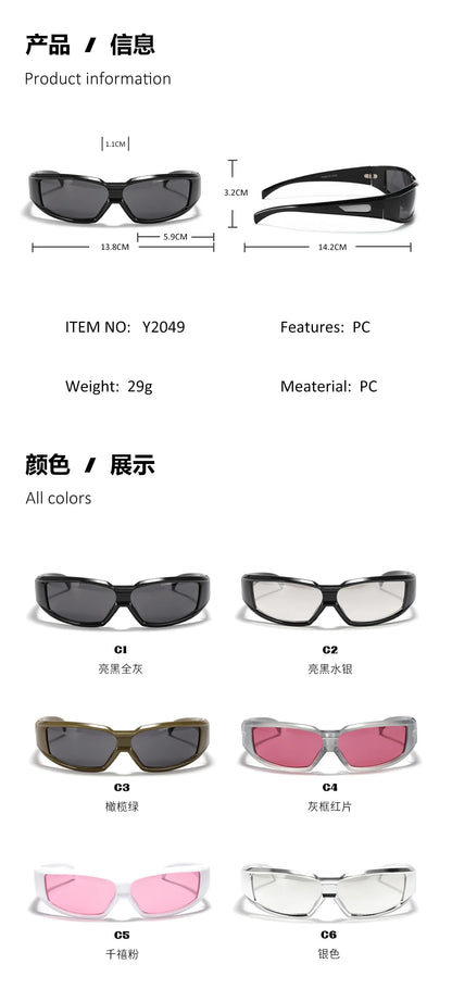 KLASSNUM Ochelari pentru femei Y2k Ochelari de soare la modă pentru bărbați, cu un design futurist și tehnologic Ochelari de soare argintii și roz pentru fete, cu protecție UV400