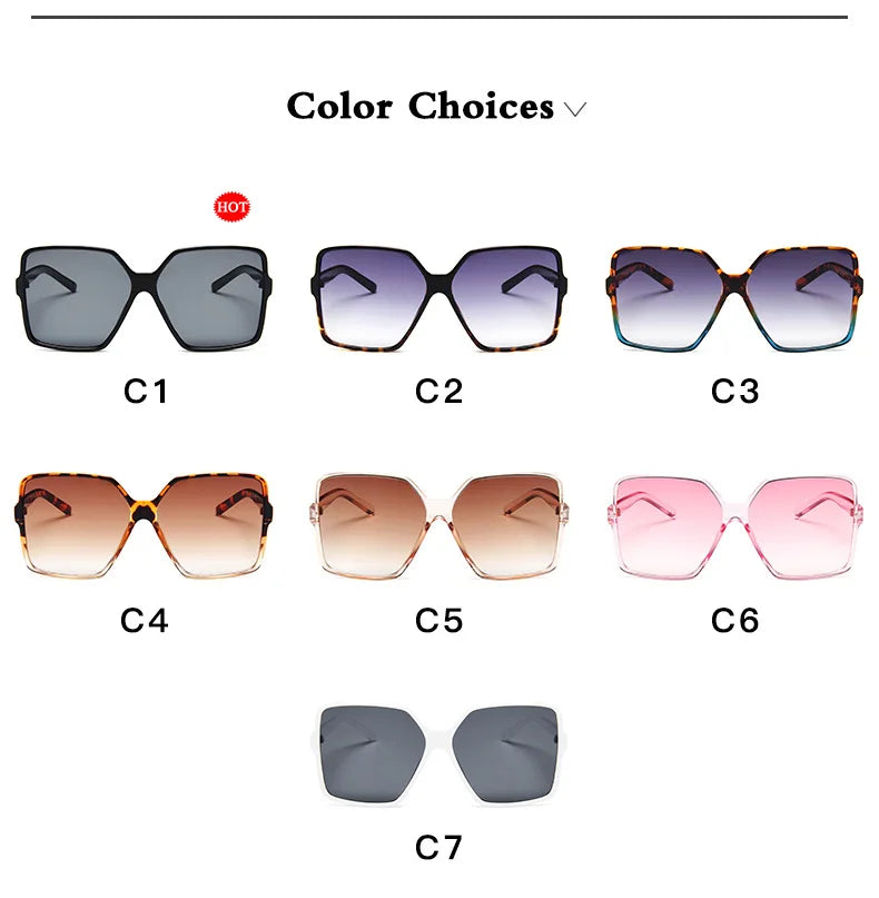 Ochelari de soare oversize pentru femei, din plastic cu efect de gradient, de marcă, de designer, pentru femei, UV400