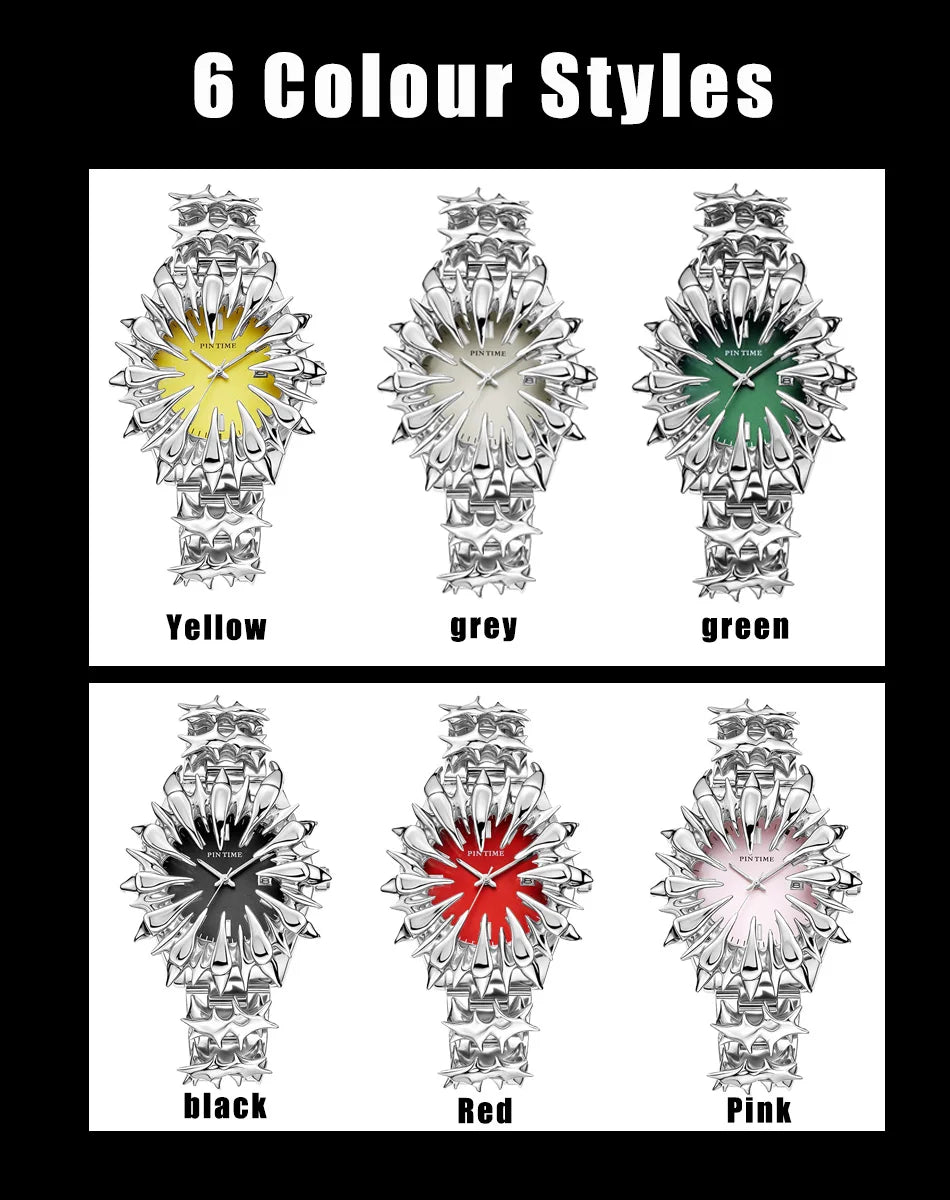 Special-shaped lightning dragon scale spike soldering watch design heavy industry trend Y2K Watches Quirky Quartz Wristwatches