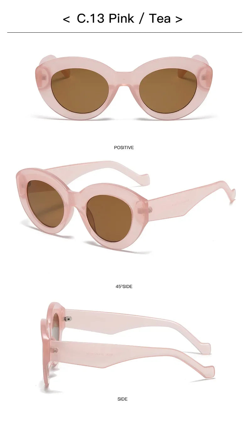 JNPCXI Ochelari de soare pentru femei, model „Cat Eye” supradimensionat, la modă, cu dungi verzi, stil retro, protecție UV400; ochelari de soare ovali pentru bărbați, la modă