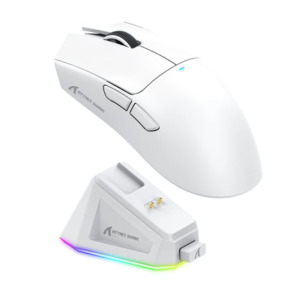 Mouse wireless Attack Shark X11&R1 Tri Mode Bluetooth con base di ricarica RGB, ergonomico e leggero, accessorio per PC gamer