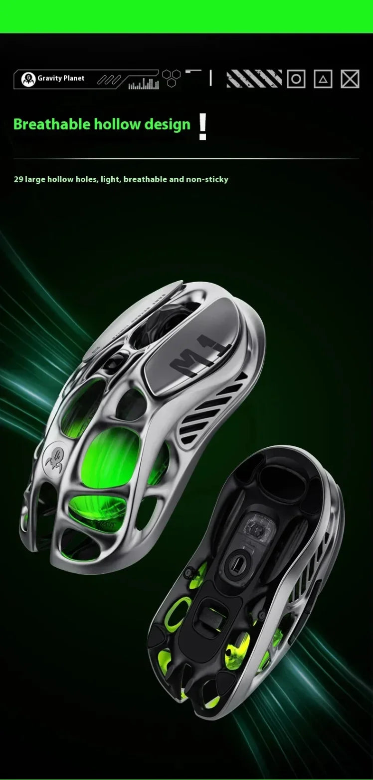 New GravaStar M1 M2 Wireless Magnesium Alloy Gaming mouse PAW3395 4K 26000DPI bluetooth 2.4G wired Hollow design Gamer Mouse