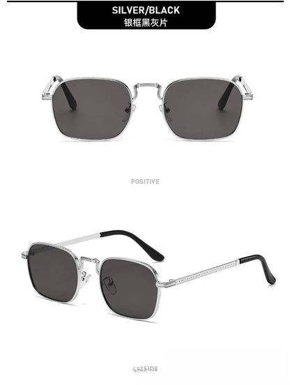 Ochelari de soare metalici, pătrați și ovali, la modă, retro, pentru bărbați și femei, personalizați, rezistenți la raze UV, ochelari de vedere de lux, design UV400