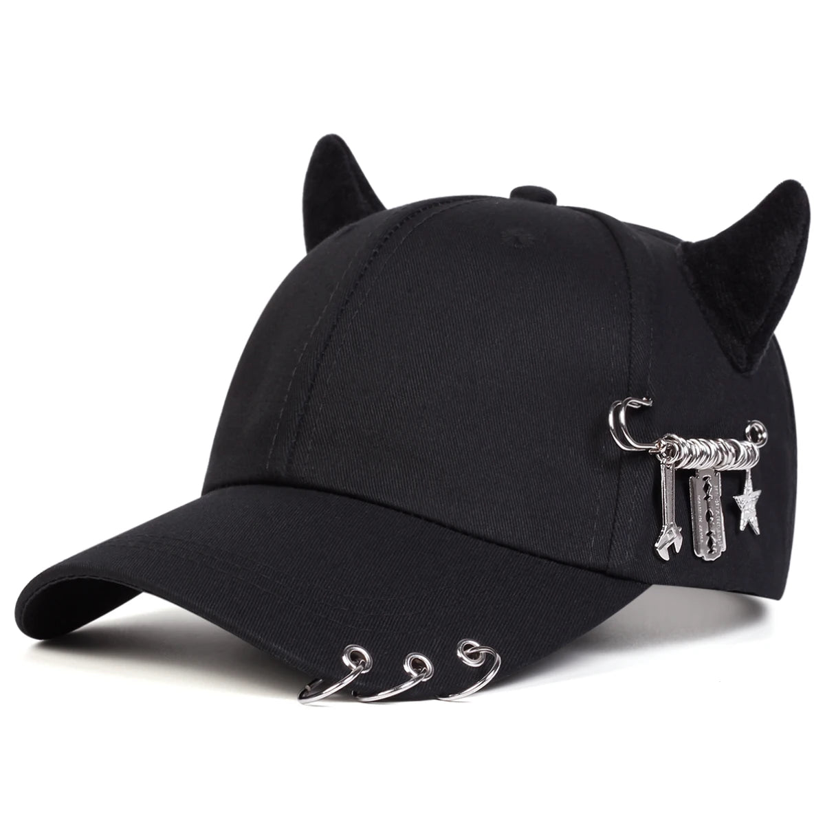 Metal rings, duckbill cap, men's and women's baseball, fashionable hip-hop cap, outdoor street personality