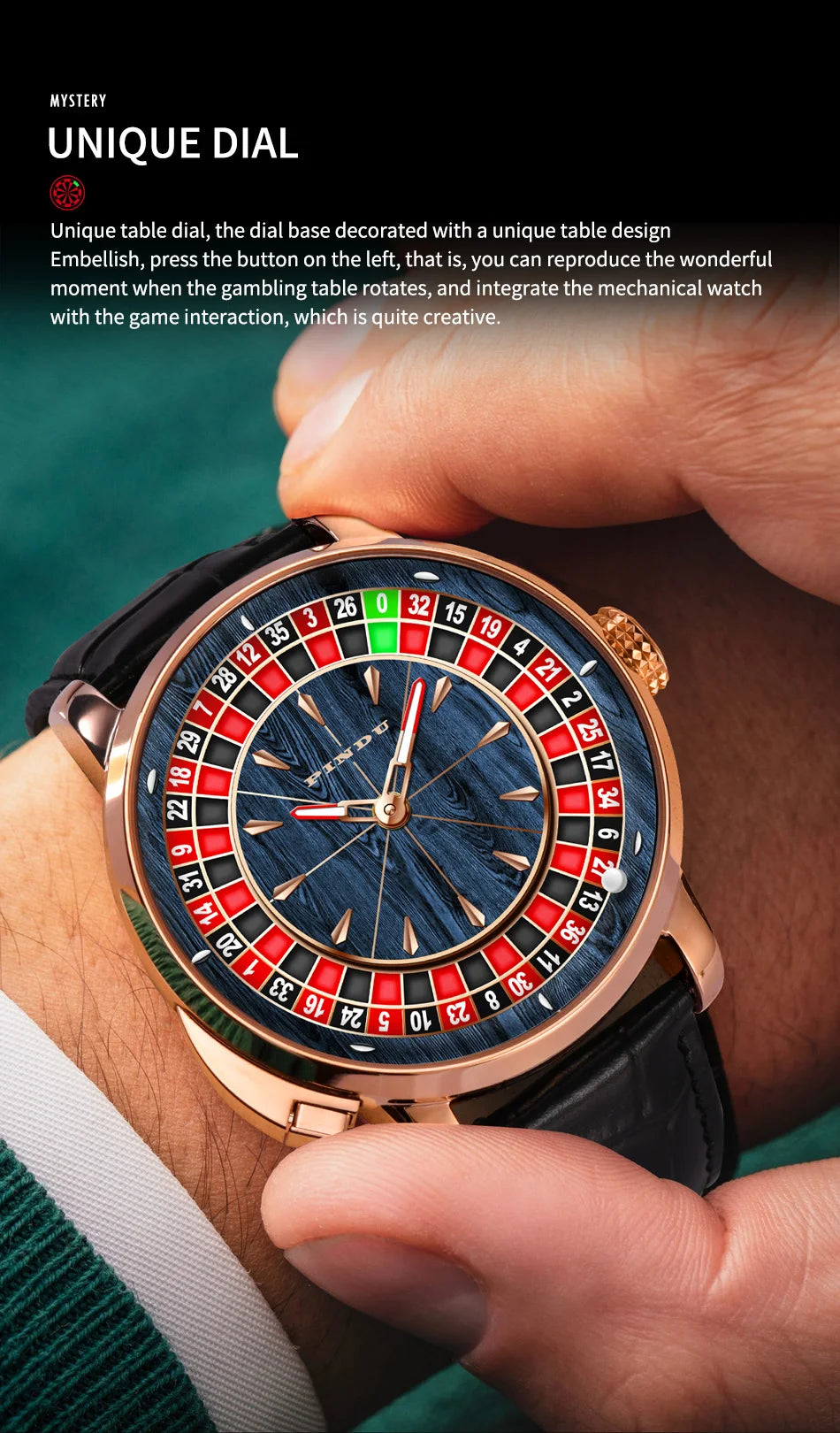 2025 NEUES PINDU Design Mechanische Herrenuhr mit drehbarem Zifferblatt, Japan NH35 Uhrwerk, Saphirglas, wasserdicht, hochwertige luxuriöse Automatikuhr