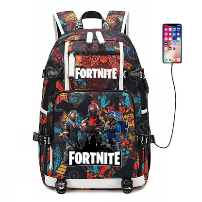 Mochila escolar para estudante com estampado do jogo Fortnite, para rapazes e raparigas, grande capacidade, impermeável, leve e resistente, presente de aniversário